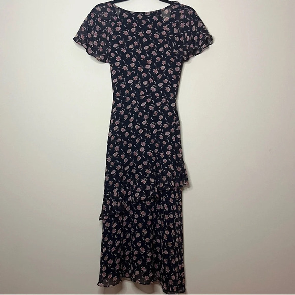 JOIE Orita 100% Silk Floral Ruffles Surplice Midi Dress - Picture 8 of 12